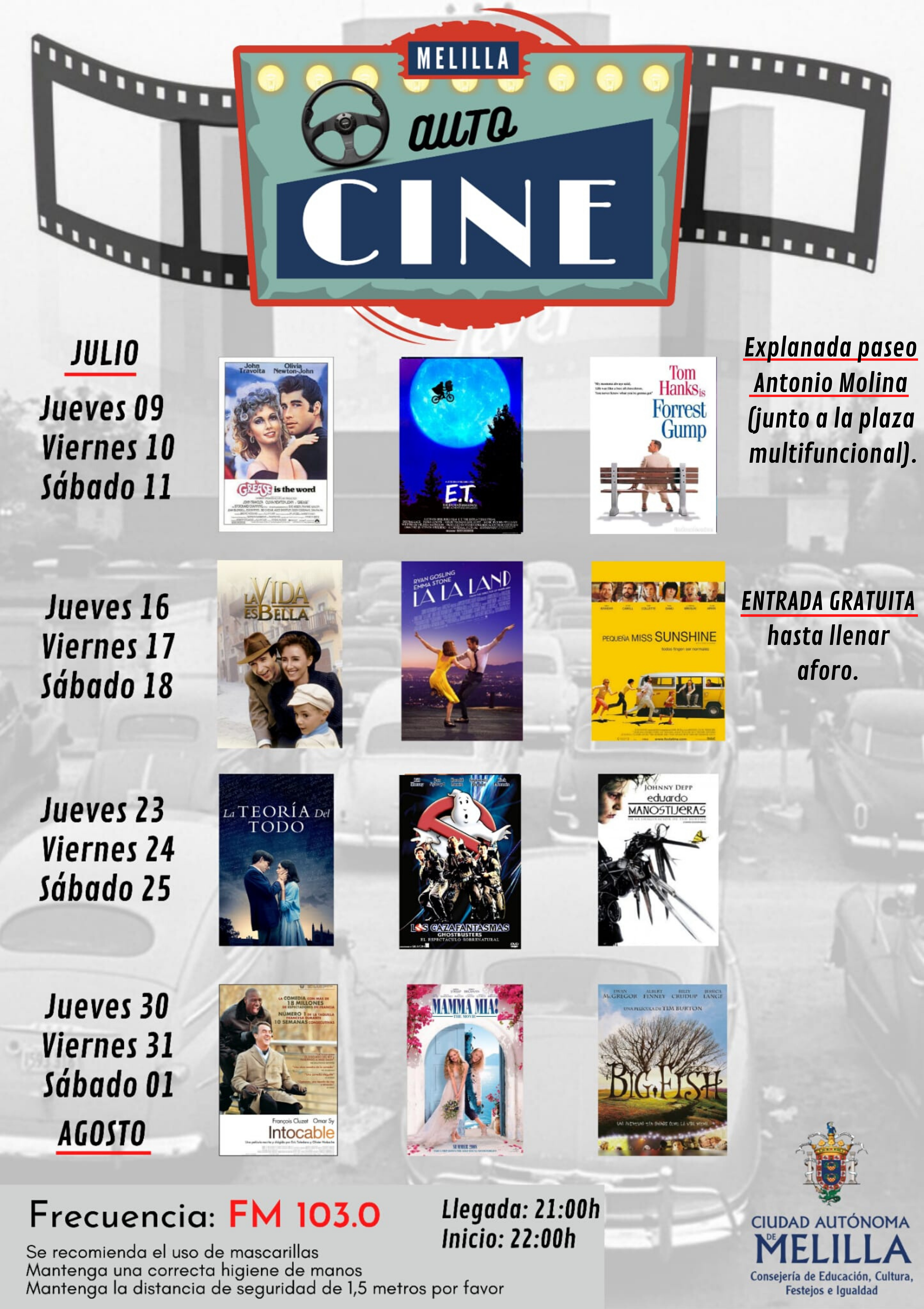 La Consejería de Cultura presenta el Autocine gratuito que proyectará 12 películas durante los próximos 4 fines de semana